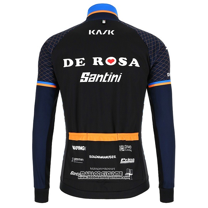 2018 Maillot Ciclismo DE Rose Noir Manches Longues et Cuissard